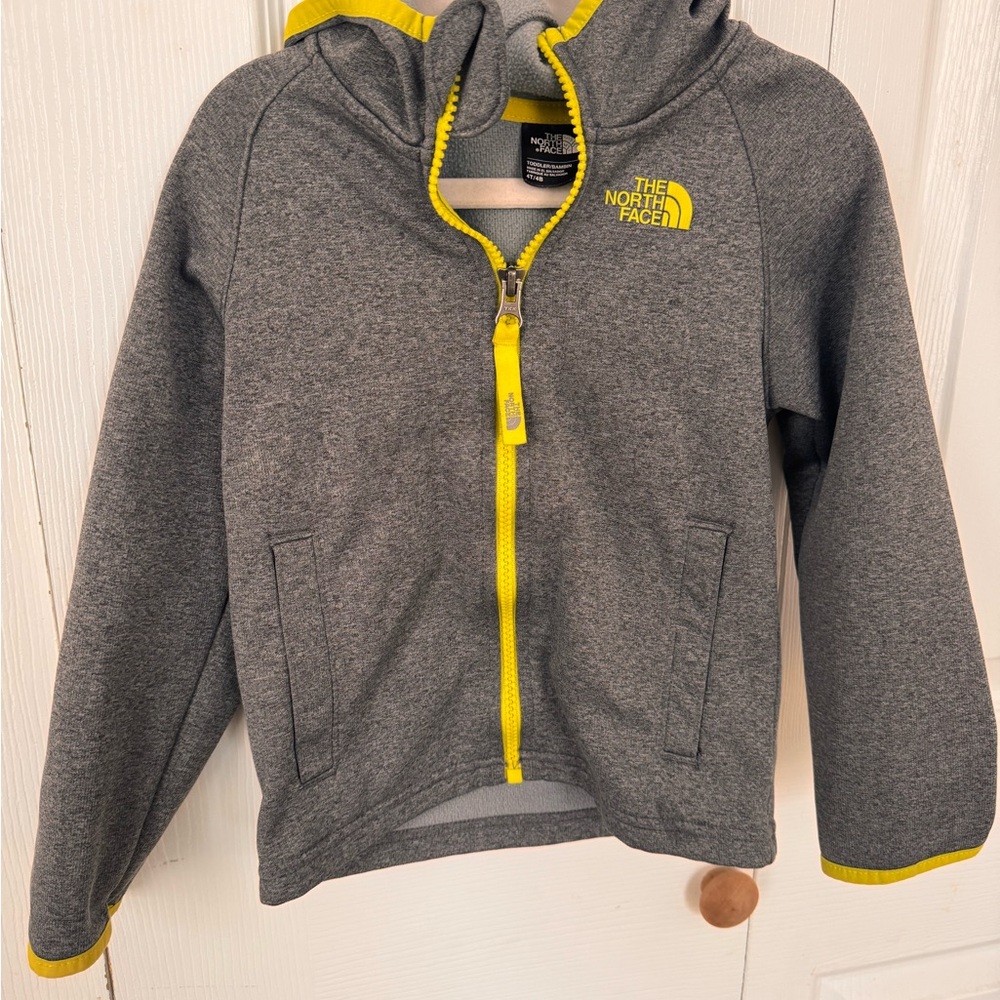 The North Face Gray and Yellow Full-Zip Hoodie